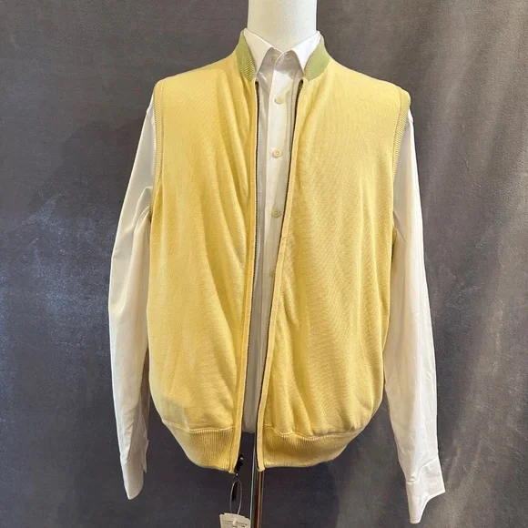 New Henry Jacobson, size Lg, reversible zip-front sweater vest